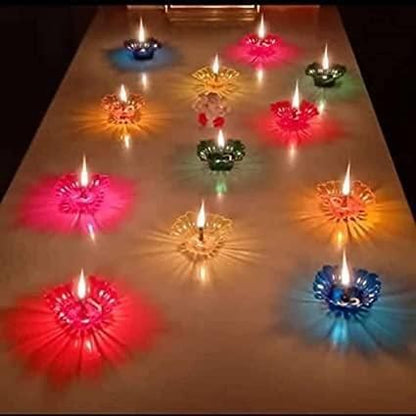 3D Reusable Reflective Shadow Colourful Diya (Pack of 4/12/24)