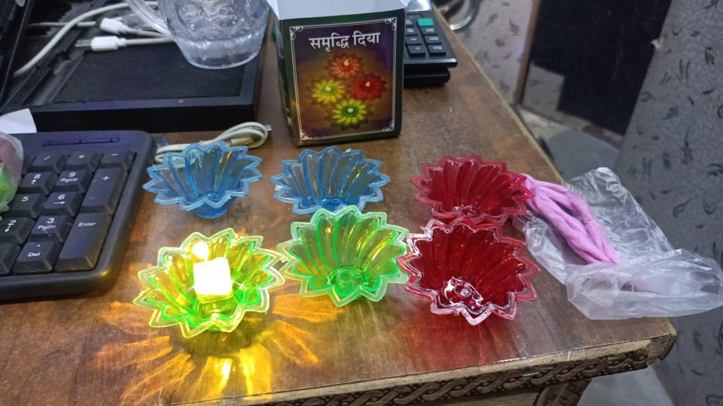 3D Reusable Reflective Shadow Colourful Diya (Pack of 4/12/24)